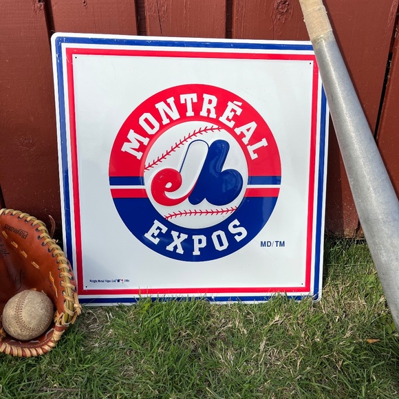 Vintage 90s Montreal Expos MLB Metal / Tin Sign - Picture 1 of 9
